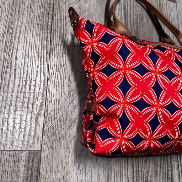 Stella & Dot navy red brown tote large travel baby bag shoulder luggage - Picture 11 of 12